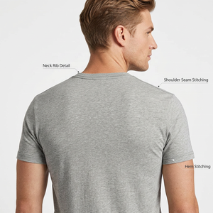 เสื้อยืดผู้ชายทรงปกติ 180 GSM ผ้าฝ้ายผสมวิสโคส สีเทาเฮเธอร์ พิมพ์ลายตามสั่ง ขายส่ง - Product Image 3