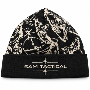 Gorro negro SAM TACTICAL con cadenas, estilo punk, bordado 3D, gorro de invierno para hombre, uso casual, 56-58 cm, precio económico, OEM - Product Image 1