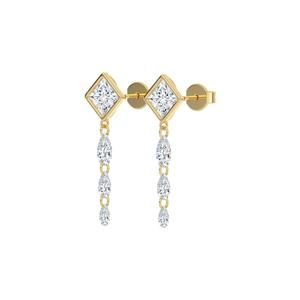 Boucles d'oreilles élégantes en or rose 9 carats avec diamants de laboratoire en forme de poire percée de 3,18 CTW, bijoux haut de gamme pour occasions spéciales - Product Image 2