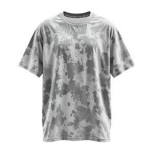 Camiseta de Manga Corta para Hombre, Cuello Redondo, Estilo Tie-Dye, Holgada, Informal, Tejida, Corte Regular, con Estampado Naranja, Ropa Deportiva - Product Image 5