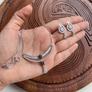 Luxury Goodshopping <b>Crystal</b> Rhinestone Necklace Earring <b>Set</b> Women Silver Plated Stainless Steel Trendy Heavy Bridal Anniversary - Product Image 1