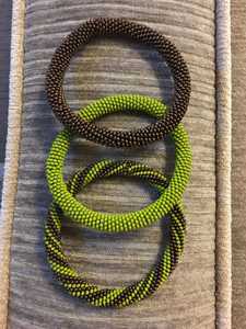 Pulsera de ganchillo hecha a mano con cuentas de vidrio verde, conjunto de joyería para mujer, uso diario, accesorios de pulsera de estilo étnico - Product Image 6