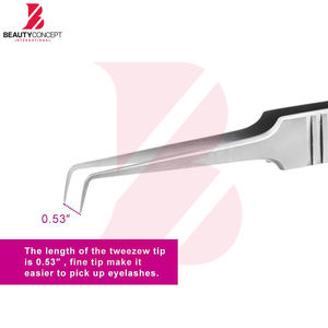 Juego de pinzas para injerto de pestañas, producto de moda, en color plateado, curvadas y anguladas para pestañas de volumen, para extensión de pestañas - Product Image 3