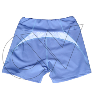 Shorts de sport pour femmes Carewear, taille haute, respirants, séchage rapide, nylon/coton, bleu uni, taille élastique tricotée, coupe régulière - Product Image 2