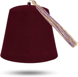 Chapeau fez maçonnique uni - Laine blanche avec diverses couleurs de pompons, type de tissu : 100% laine, instructions d'entretien : Lavage à la main uniquement - Product Image 2