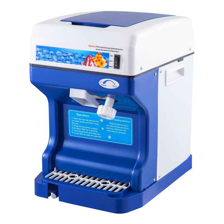 250W 110V Electric Ice Shaver Machine Tabletop Commercial Use Snow Cone Maker Adjustable Texture 265LBs/hr Shaved Ice Production