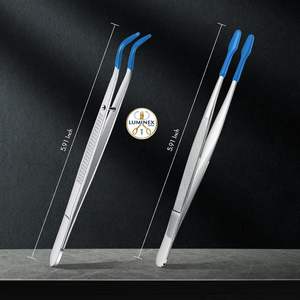 Ensemble de 2 pinces à épiler avec embouts en caoutchouc, pinces à épiler à embouts plats courbés et droits, recouvertes de PVC, pour la numismatique - Product Image 3