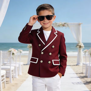 Costume de blazer formel à double boutonnage pour garçons |   Ensemble de veste pour enfants pour mariage et fêtes |   Tenue de cérémonie pour enfants de couleur personnalisée - Product Image 1