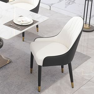 Set sala da pranzo da 71 pollici con Base a piedistallo tondo in acciaio al carbonio bianco Carrara 6 pz sedie con tavolo in pietra 6 pz - Product Image 4