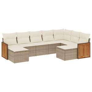 Set Divano da Giardino in Rattan Beige, Arredamento da Esterno con Cuscini in Schiuma ad Alta Densità, Design Contemporaneo Impermeabile - Product Image 4