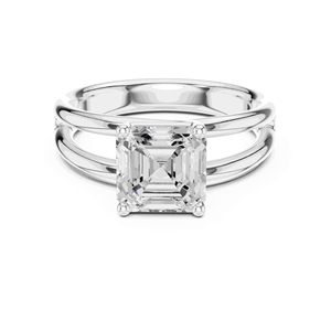 Bague de fiançailles solitaire en diamant de laboratoire taille Asscher 2 carats, or 14K 18K, à quatre griffes, avec tige fendue, bijoux de mariée - Product Image 2