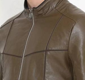 Chaqueta de Cuero Vacuno para Hombre, Nueva, a la Moda, con Logotipo Personalizado, 100% Cuero Genuino, Estilo Bomber Casual, Cierre de Cremallera, Plumas de Primavera - Product Image 6