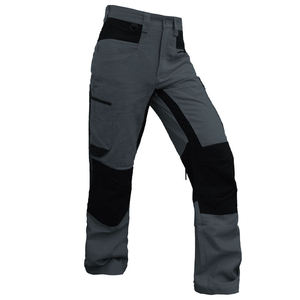 RICSA INTERNATIONAL Men's Gray Hi Visibility <b>Work</b> <b>Pants</b> <b>Black</b> Knee Patches CE Certified Polyester Abrasion Resistant Cargo Style - Product Image 2