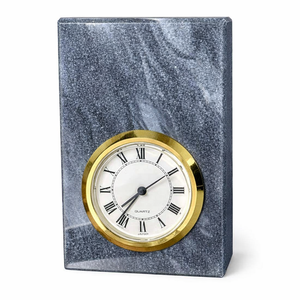 Grey Marble <b>Desk</b> <b>Clock</b> with Roman Numerals and Gold Accents Elegant Decorative Timepiece for Home or Office <b>clock</b> - Product Image 4