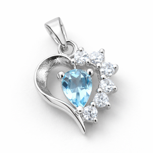 Colgante de Corazón Minimalista de Plata de Ley con Topacio Azul y Circonita, Chapado en Rodio, de Calidad Superior, Venta al por Mayor, Joyería Minimalista de Moda - Product Image 4