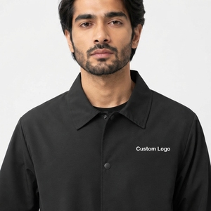 Chaqueta Clásica Estilo Coach, Ligera, Resistente al Agua, Cierre Completo con Botones a Presión, Dobladillo Ajustable, Corte Cómodo y Relajado, Estilo Casual - Product Image 5