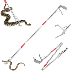 Premium 50" Collapsible Stainless Steel Snake Grabber Tool Multi-Functional <b>Hook</b> Tongs <b>Pole</b> Reptile Amphibian Supply Safe Snake - Product Image 1