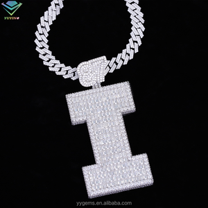 Pendentif en argent sterling 925 avec diamant de laboratoire, plaqué or, taille baguette, micro-incrustation, personnalisé, style hip-hop, certifié, cadeau pour homme - Product Image 4