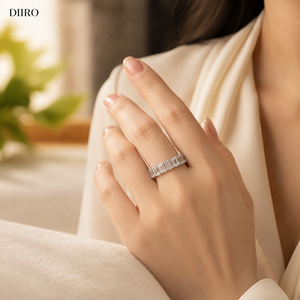 White Gold Plated Emerald Cut Moissanite Eternity <b>Ring</b> <b>Diamond</b> Band Wedding Engagement Jewelry for Women's - Product Image 3