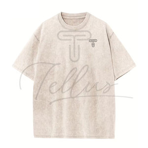T-shirt décontracté en coton pour homme, style vintage streetwear, coupe oversize à épaules tombantes, délavé à l'acide, avec logo personnalisé - Product Image 1