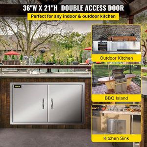 Puerta Doble de Acero Inoxidable de 36W x 21H Pulgadas para Acceso a Barbacoas y Estaciones de Asado, Puertas de Cocina Exterior para Isla de Barbacoa, Accesorios para Barbacoa - Product Image 2