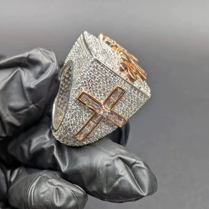 Anillo de Moissanita de Lujo con Nombre Personalizado, Estilo Hip Hop, Plata 925, Chapado en Oro, Engaste de Garras, Certificado IGI, Joyería Brillante Estilo Rapper - Product Image 3