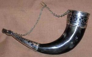 Antique Style Metal Blowing Horn with Chain Vintage Signal Horn <b>Decorative</b> Instrument Handcrafted Style Metal Horn with Chain - Product Image 2