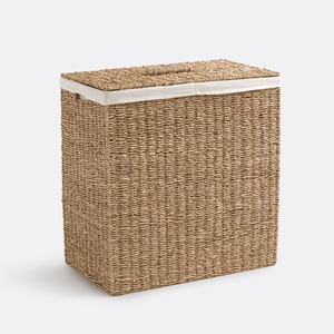Cesto de lavandería de mimbre con 2 compartimentos, hecho a mano, cesta de almacenamiento ecológica, venta al por mayor, hecho en Vietnam - Product Image 1