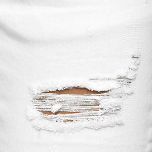 Pantalons en denim de coton de haute qualité pour hommes, style streetwear, vente en gros, coupe droite mi-haute, effet moustache, jeans déchirés - Product Image 3