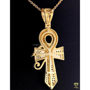 Fashion Egyptian Cross Hip Hop Pendant Necklace with VVS Moissanite Diamonds and 925 Sterling Silver - Product Image 3
