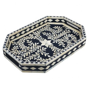 Luxury Handmade MDF Wood & Resin Inlay Customized Color Serving Tray for Tableware Desk Home Decor - Product Image 2