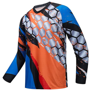 Maillot de course à manches longues imprimé, respirant, coupe-vent, séchage rapide, grande taille, polyester/coton, pour hommes - Vêtements de course cycliste et automobile - Product Image 1