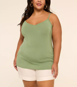 V-Neck Tank <b>Top</b> Women Spandex/Cotton Casual Breathable Solid <b>Cami</b> <b>Top</b> <b>with</b> <b>Built</b>-<b>In</b> <b>Bra</b> Fitness Plus Size - Product Image 1