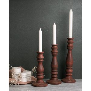 Juego de Portavelas de Madera al por Mayor, Candelabros de Madera Vintage, Centro de Mesa Rústico para Decoración de Bodas y Hogar - Product Image 2