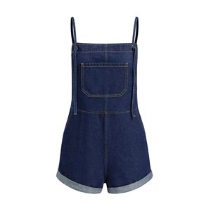 Women Summer Sexy Vintage Denim Bib Overalls Casual Regular Fit High Waist Snow Wash 100% Cotton Cargo Jumpsuit Quick Dry - Product Image 2