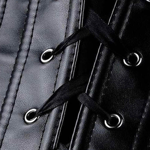 Ceinture amincissante noire en cuir pour femme avec lacets, fermeture éclair, entrejambe ouvert, maintien moyen, respirante, pour usage quotidien, design en néoprène - Product Image 6