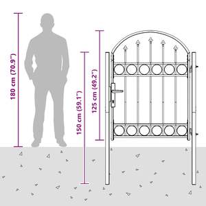 Portail de clôture en acier gris thermolaqué de 39,37 x 49,21 po avec serrure, treillis et portails de clôture - Product Image 5