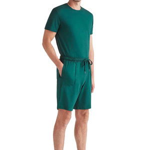 Ensemble décontracté deux pièces pour homme, collection automne, haut de performance à manches courtes, coupe décontractée, short respirant 100 % coton, excellent - Product Image 1