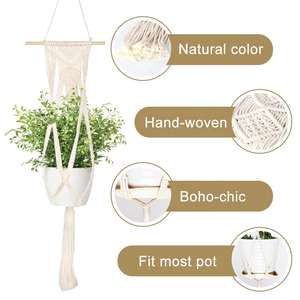 Étagère murale en macramé en jute faite à la main, durable, style Art Déco, grande tapisserie décorative pour la décoration intérieure - Product Image 1