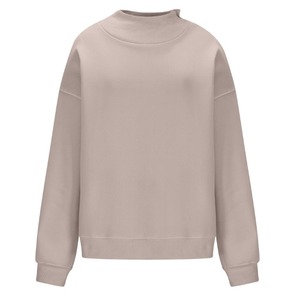 Women's Mockneck Sweatshirt 100% Cotton Fleece Fabric Breathable Windproof Quick Dry <b>Drop</b>-Shoulder Sleeves Custom - Product Image 1