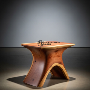 Designer Wooden End <b>Table</b> – Modern Minimalist Solid Wood <b>Stool</b> - Product Image 2