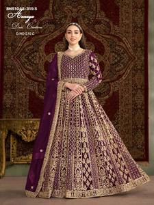 Vestido largo de red para uso ocasional con bordado frontal y trasero, proveedor de Surat. - Product Image 6