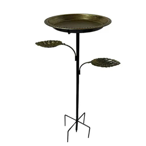Baño para pájaros de metal con diseño de hojas, decoración de jardín para exteriores, comedero para pájaros con soporte de hierro, bañera para pájaros silvestres, bañera para pájaros de cobre. - Product Image 6