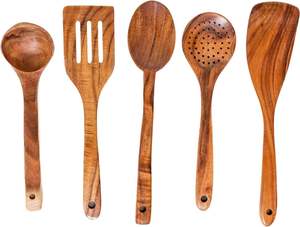 Eco-Friendly Wooden Spoon Set Kitchen <b>Utensils</b> for Cooking Serving Camping Durable Natural Wood Cookware Tools FASHION CRAFT TFC - Product Image 2