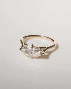 แหวนเพชรทรงมาร์คีส์ 1.5 กะรัต เพชรเลี้ยงในห้องปฏิบัติการ ทอง 14K ระดับ E VS2 รับรองโดย IGI แหวนหมั้นผู้หญิงสไตล์วินเทจเคลือบโรเดียม - Product Image 2