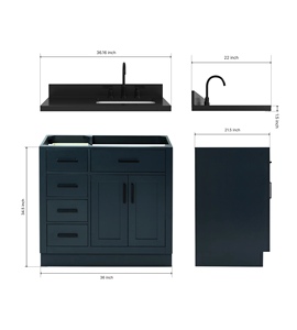 Gabinete de Baño OEM Timothy de 36 Pulgadas con Lavabo a la Derecha, Solo Gabinete, 7 Opciones de Acabado, Venta al por Mayor, Fábrica en Vietnam - Product Image 2