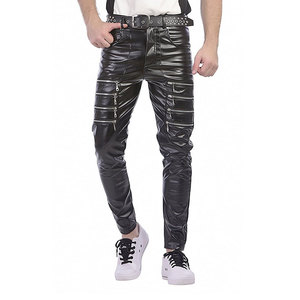 Hot Sale Men's Pants High Waist Leather Casual Full Length <b>Winter</b> Lightweight Straight Pattern Leather Pants Custom Logo Top - Product Image 1
