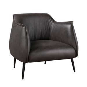Poltrona di Lusso in Ecopelle Marrone Premium con Gambe in Metallo Nero, Elegante Arredo per Soggiorno - Product Image 3