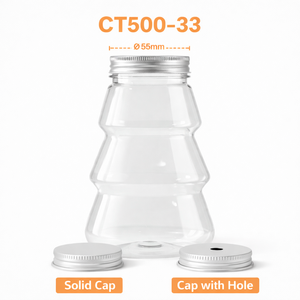 500ml PET <b>Plastic</b> Christmas Tree Shape Bottle for Beverages for Milk Tea Aluminum Screw Lid OEM Customizable Christmas Beverages - Product Image 5