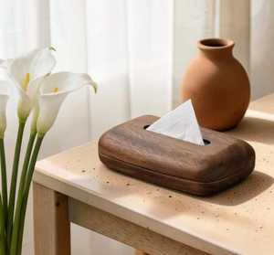 Boîte à mouchoirs en bois artisanale Ali Fashion Art, design classique, durable, imperméable, autoportante, avec ressort, décorative - Product Image 3